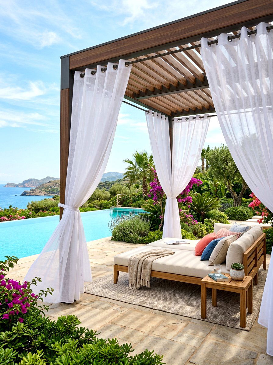 Sheer outdoor drapes - 30 deck shade ideas