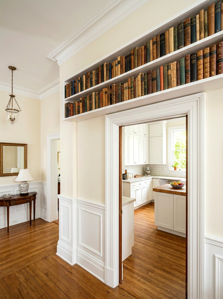Shelf above kitchen door - 30 book shelf kitchen ideas