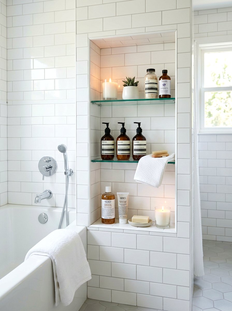 Shelf storage for tub shower - 30 tub shower combo ideas
