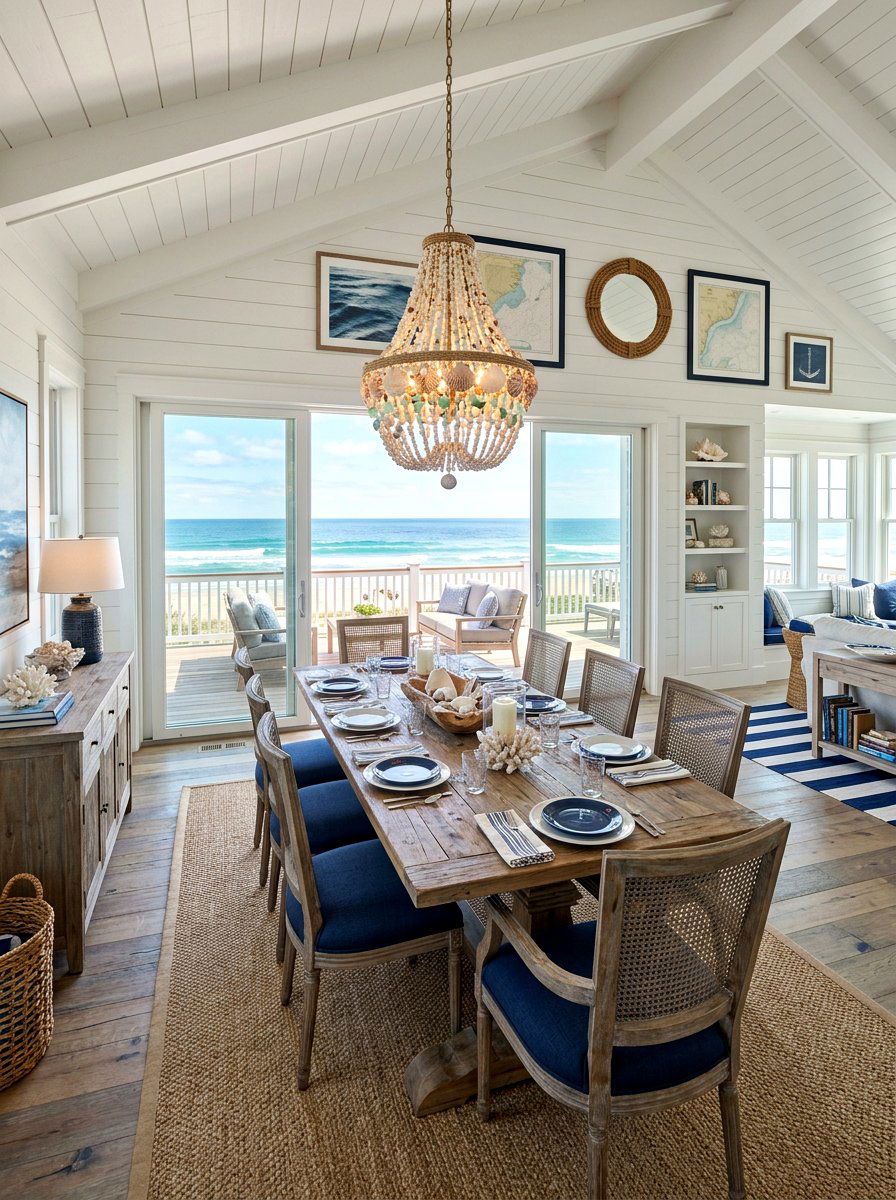 Shell And Bead Chandelier - 30 beaded chandelier ideas
