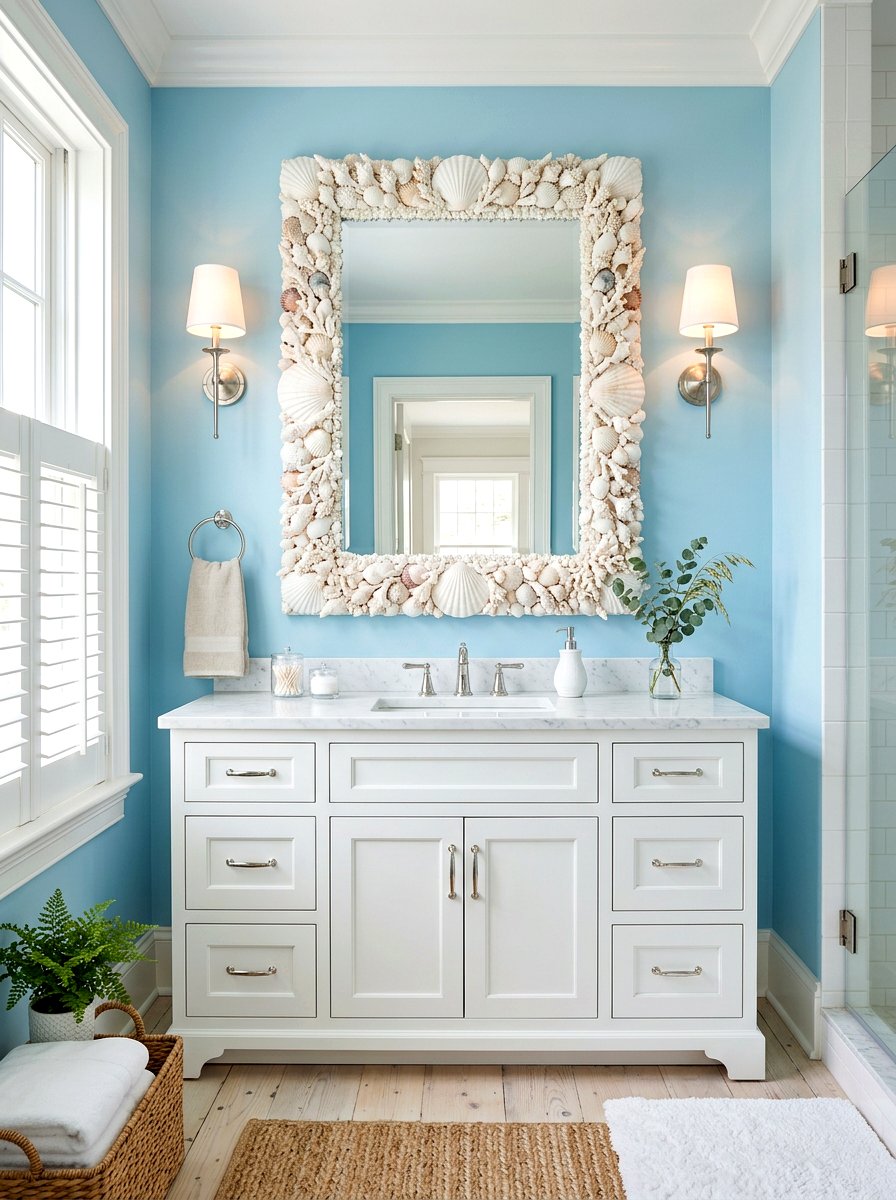 Shell Decorative Mirror - 30 palm beach decor ideas