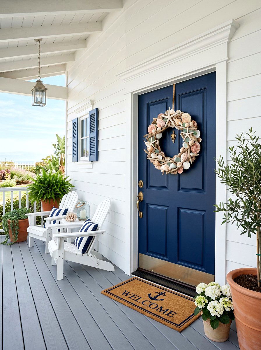 Shell Front Door Wreath - 30 shell decor ideas