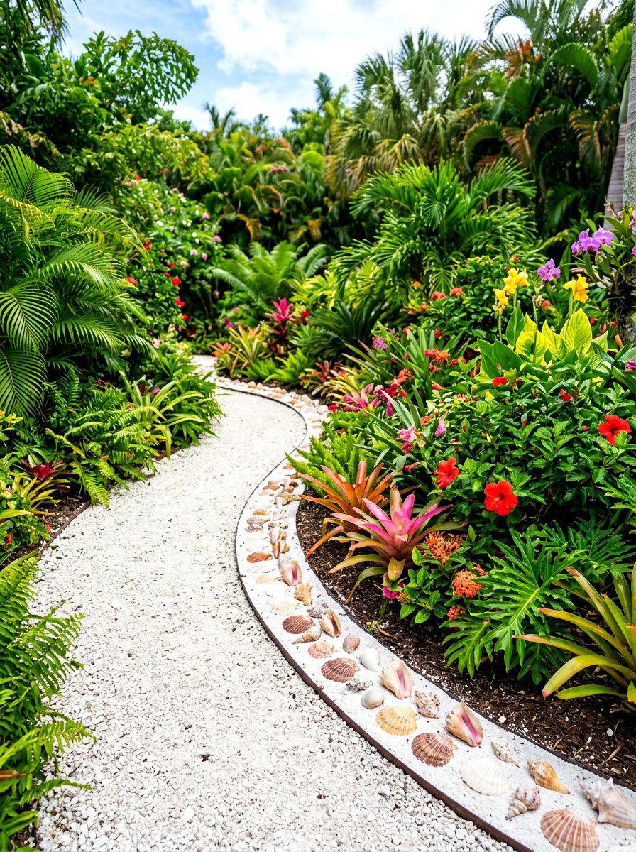 Shell Garden Border - 30 shell decor ideas