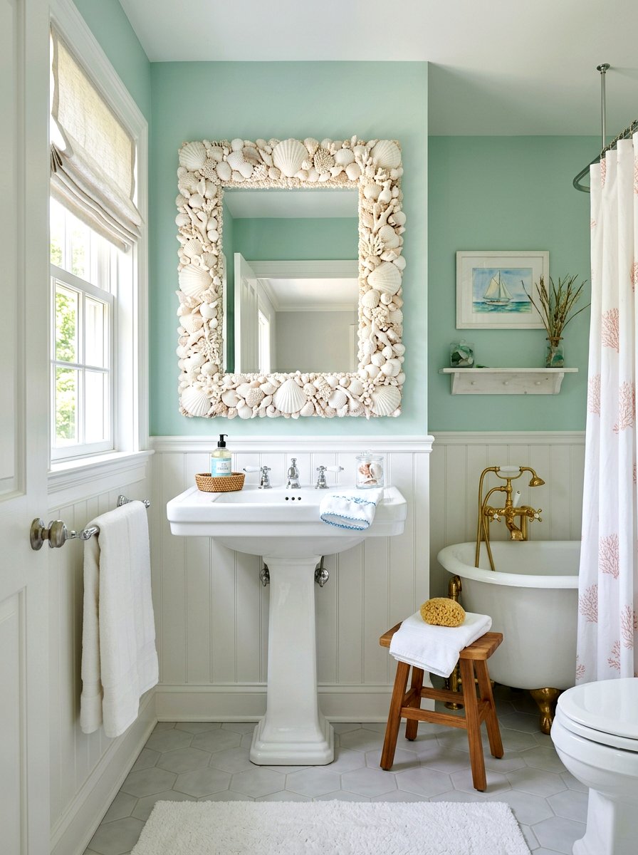 Shell Mirror Bathroom - 30 summer house decor ideas viral