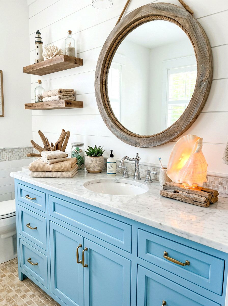 Shell Shaped Lamp - 30 mini lamp bathroom counter ideas