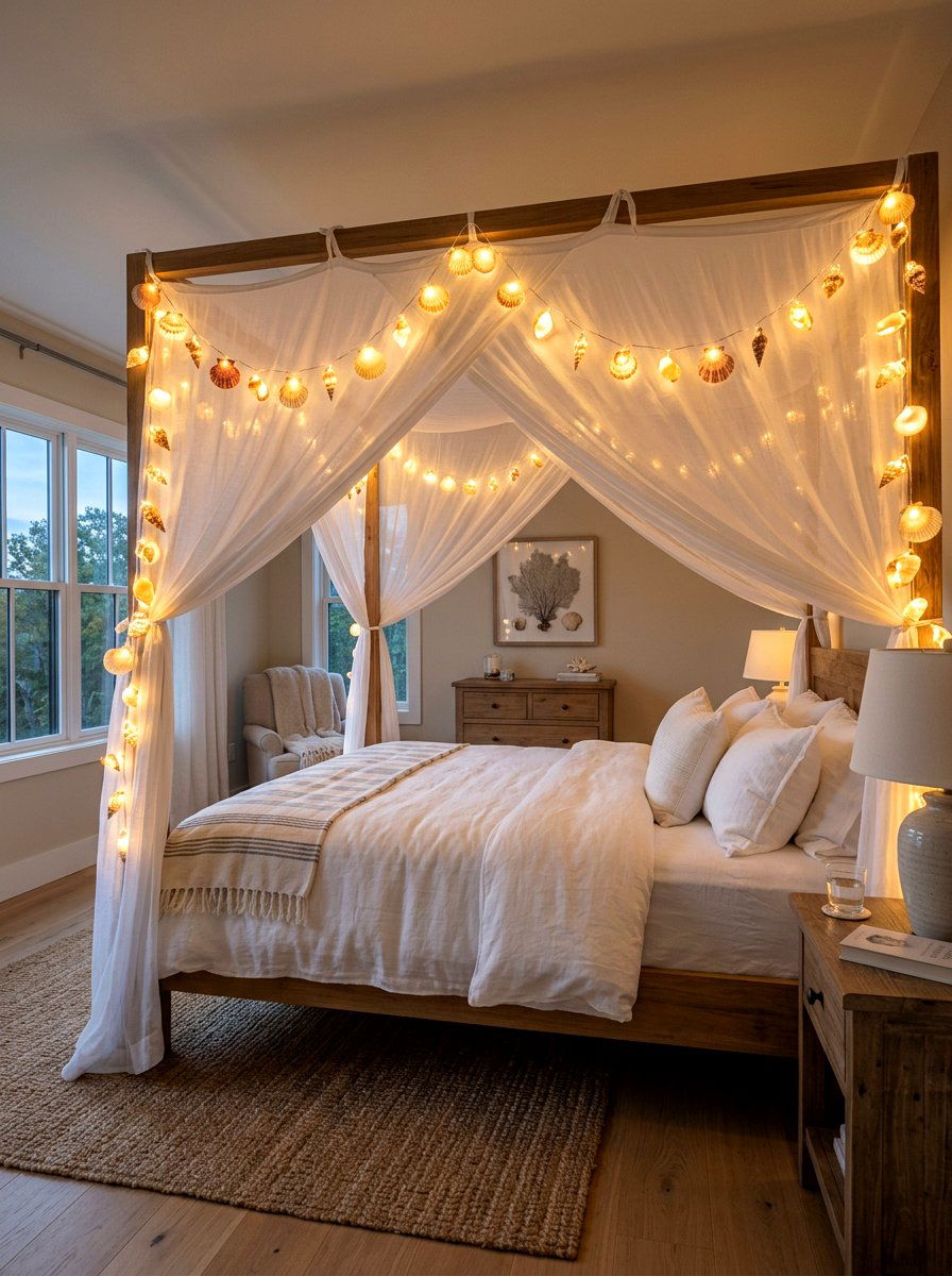 Shell String Lights - 30 shell decor ideas