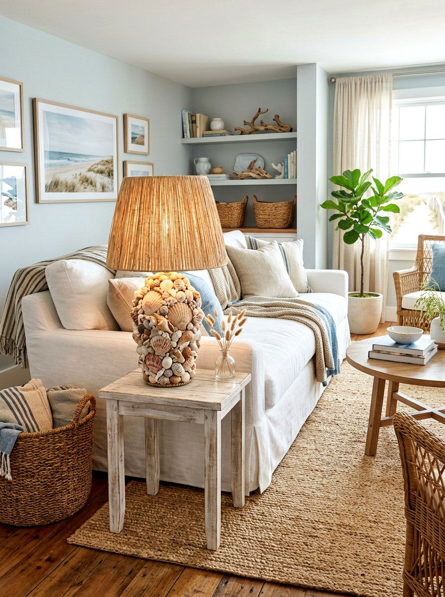Shell Table Lamp - 30 shell decor ideas