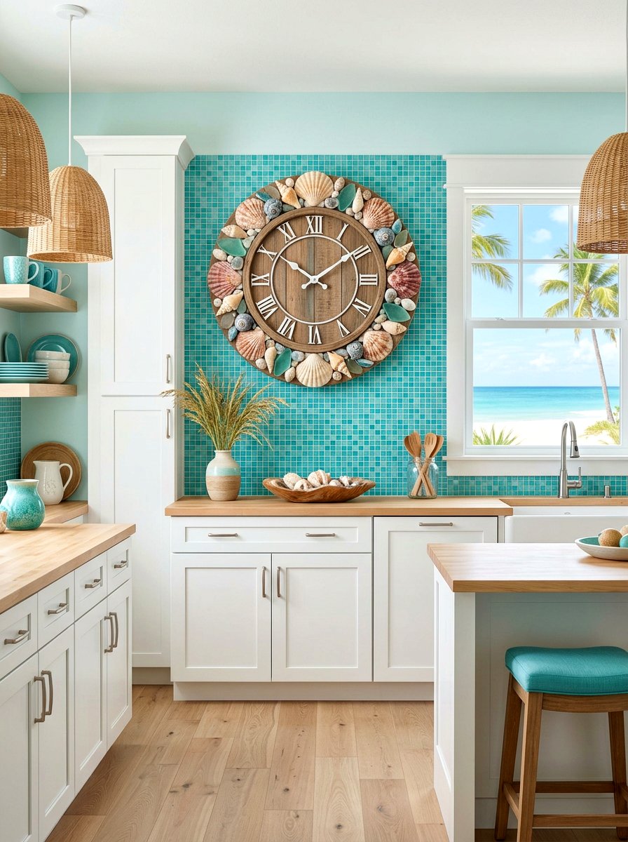 Shell Wall Clock - 30 shell decor ideas