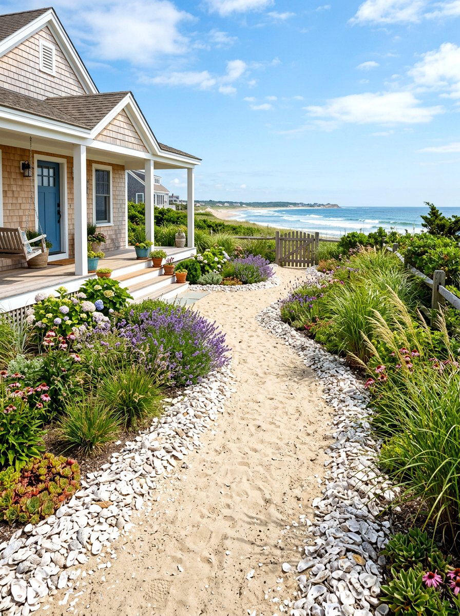 Shell garden borders - 30 front yard edging ideas