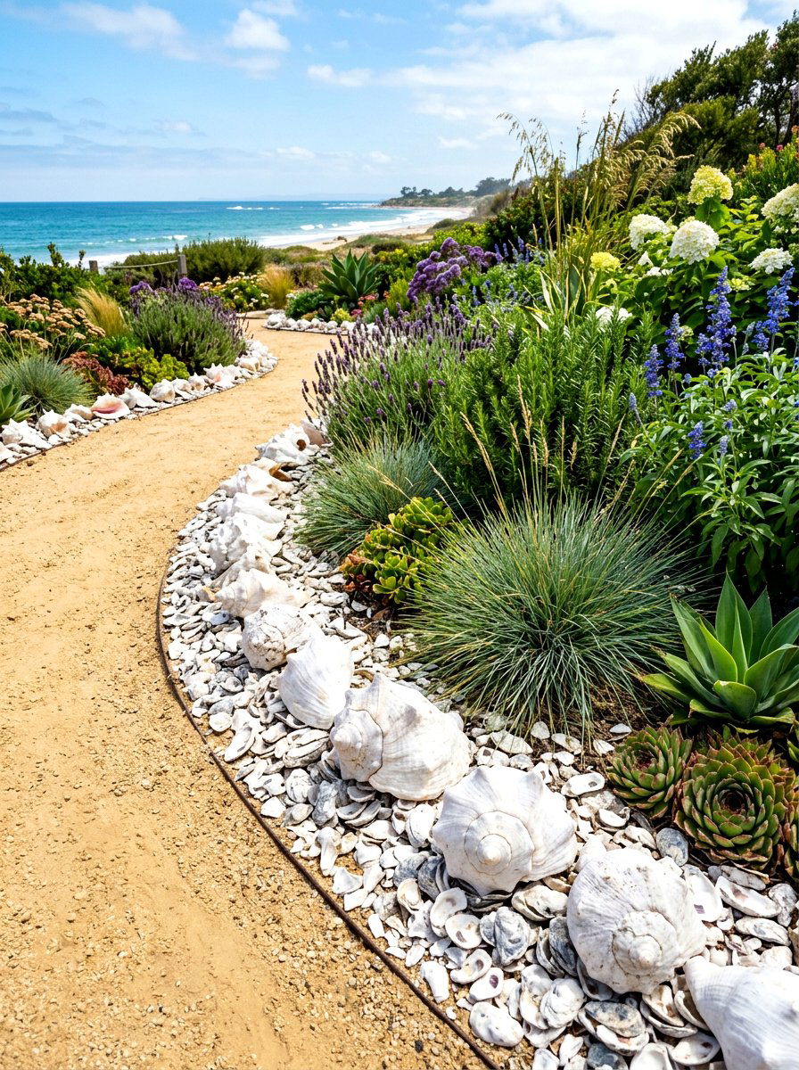 Shell garden edging - 30 lawn edging ideas