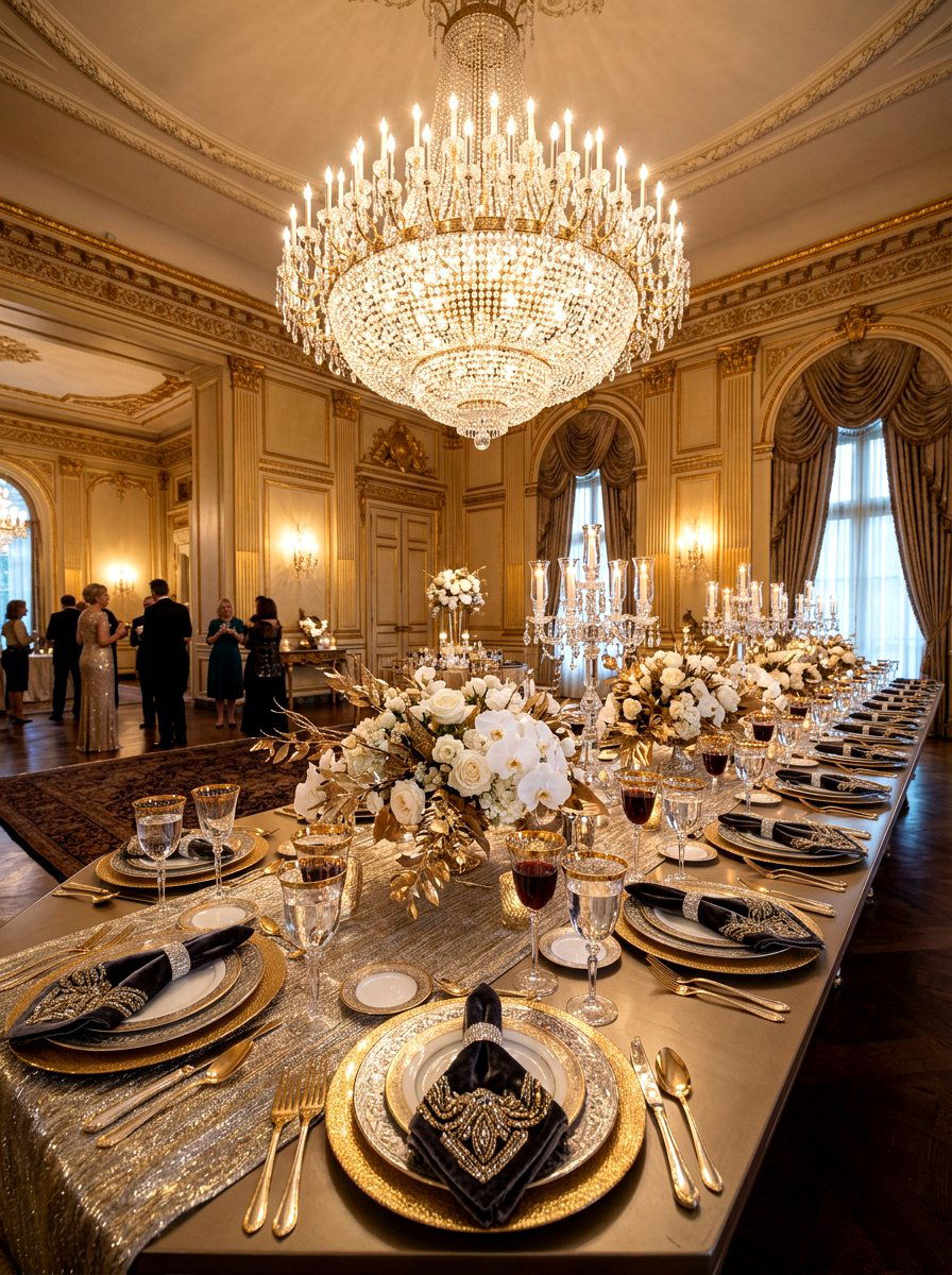 Shimmering Metallic - 30 formal table setting ideas