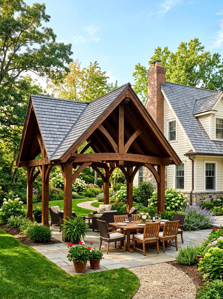 Shingle Roof Pavilion - 30 rustic pavilion ideas