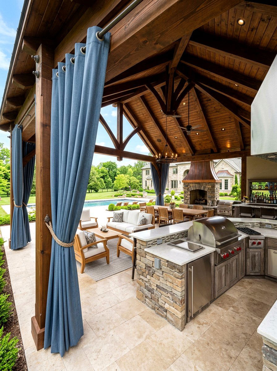 Shingle Roof Pavilion Pergola - 30 patio pergola dining ideas