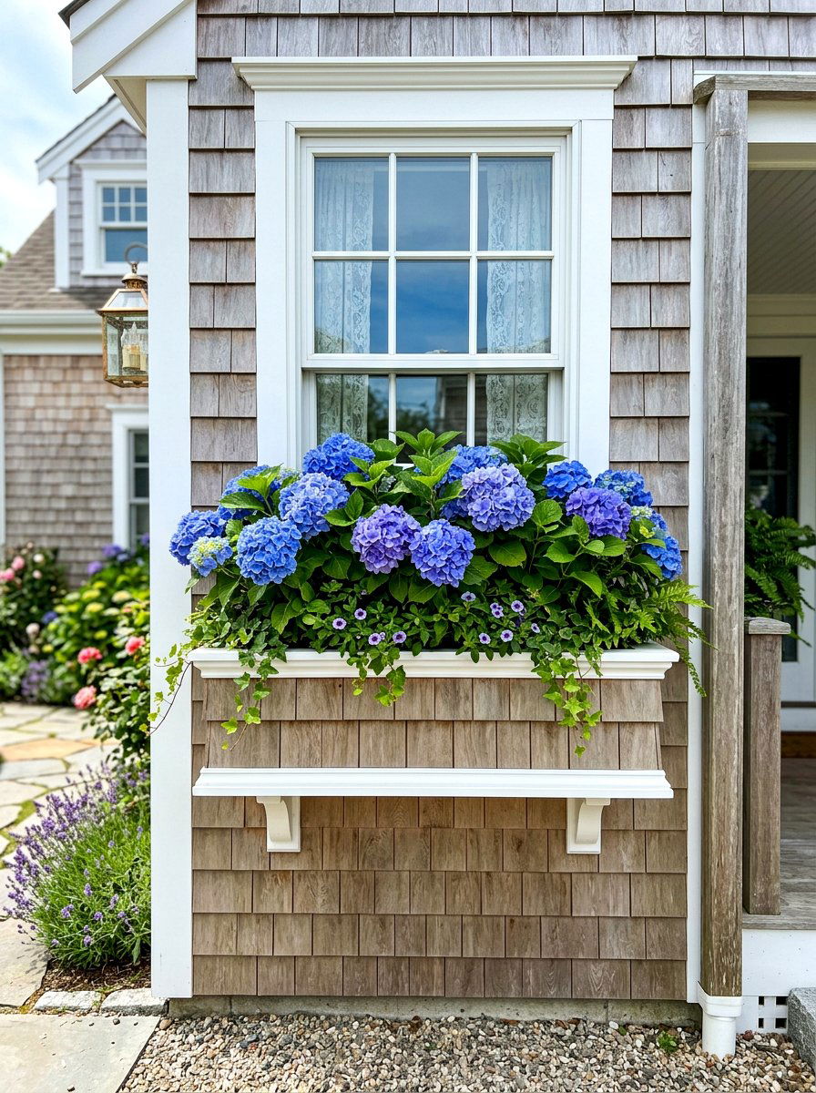 Shingle Style Window Box - 30 exterior flower box ideas