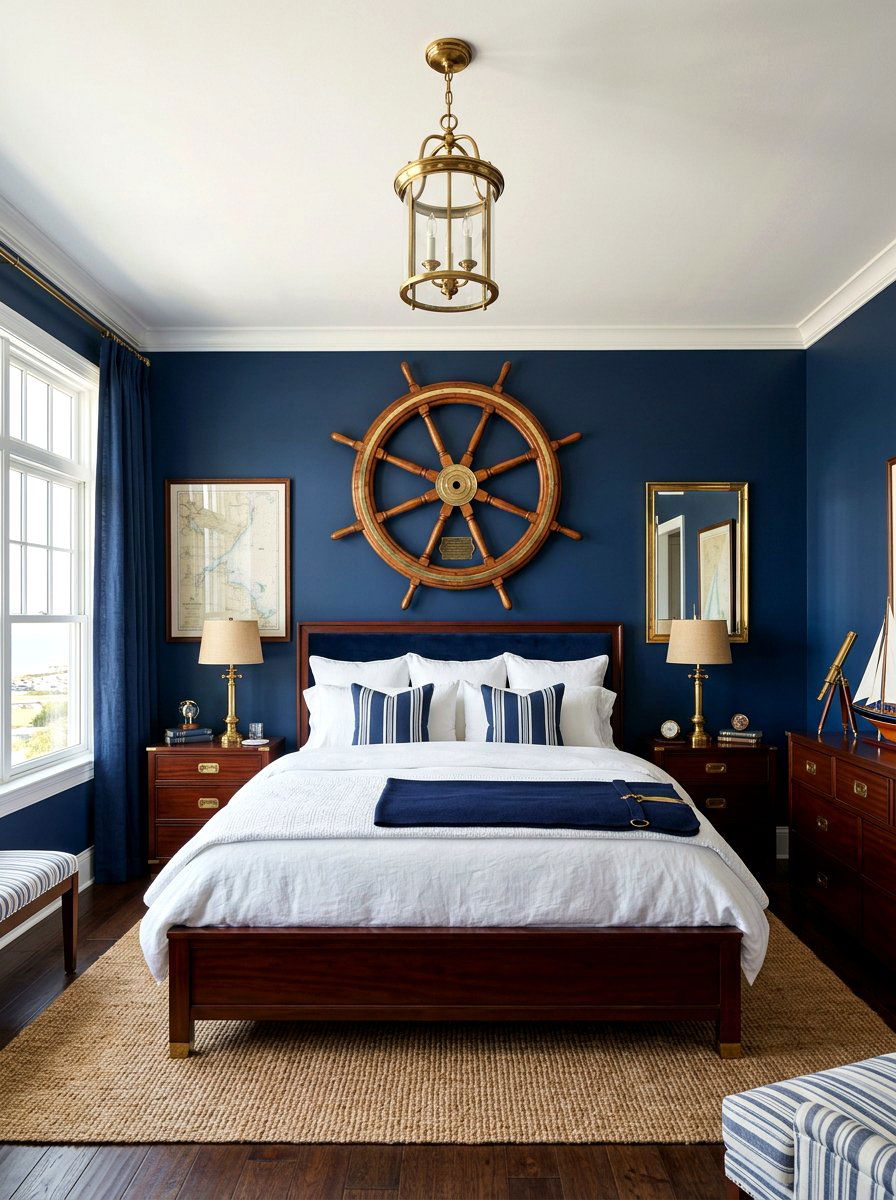 Ship Wheel Wall Art - 30 nautical bedroom ideas