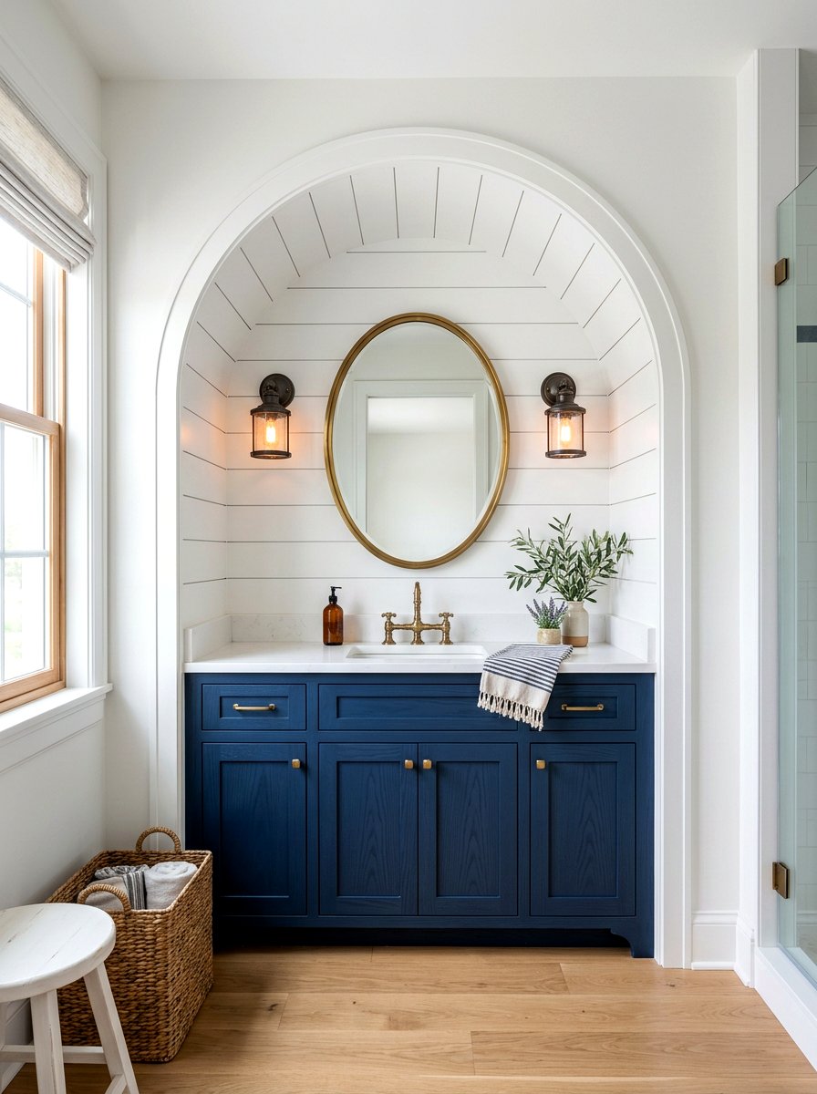 Shiplap Arched Vanity Niche - 30 arched vanity niche ideas