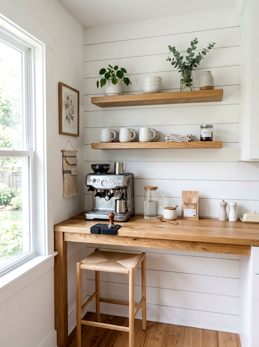 Shiplap Back Breakfast Station - 30 built in breakfast station ideas