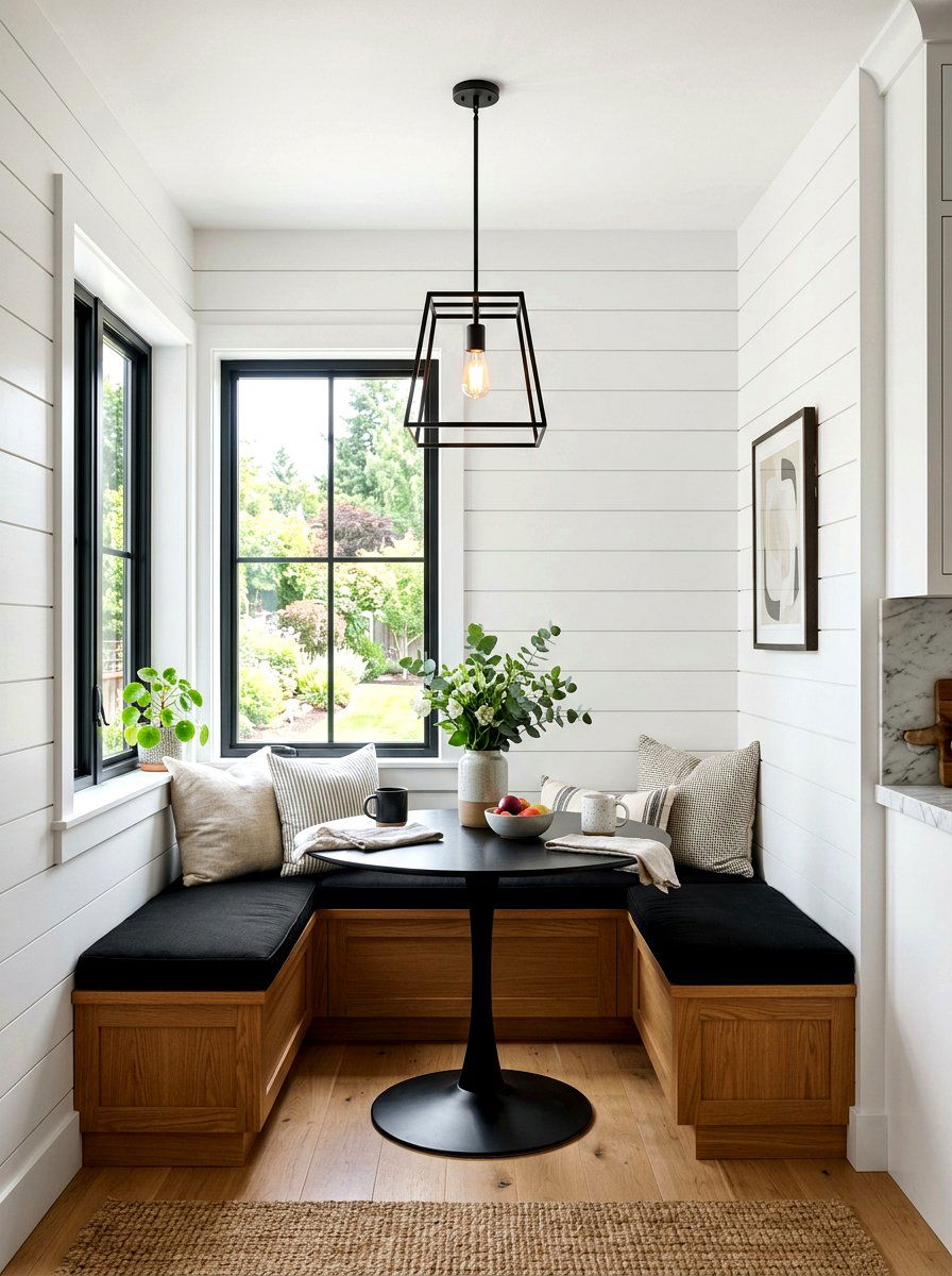 Shiplap Breakfast Nook - 30 window breakfast nook ideas