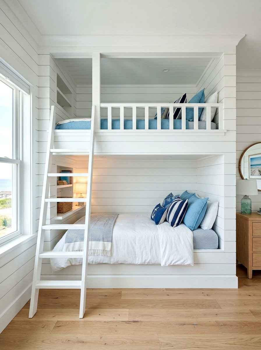 Shiplap Bunk Bed - 30 bunk room ideas