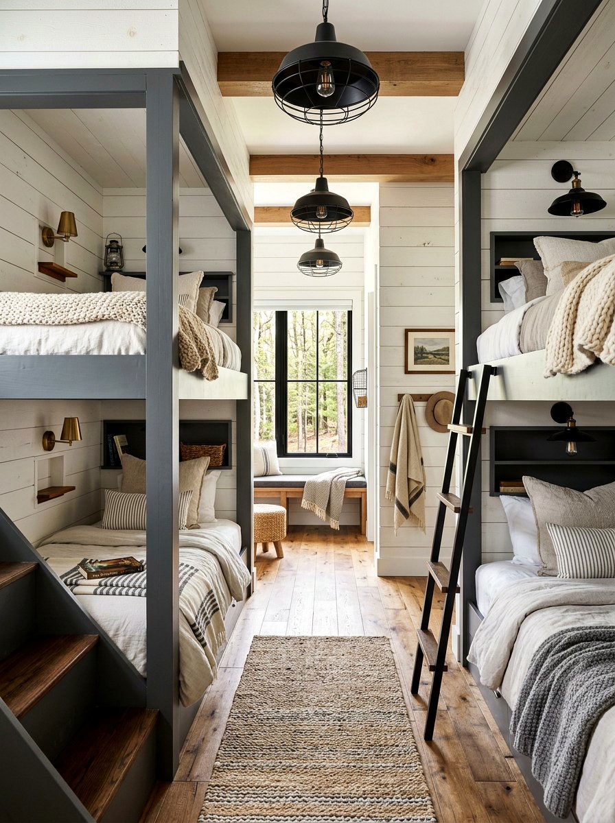 Shiplap Bunk Room - 30 bunk room aesthetic ideas