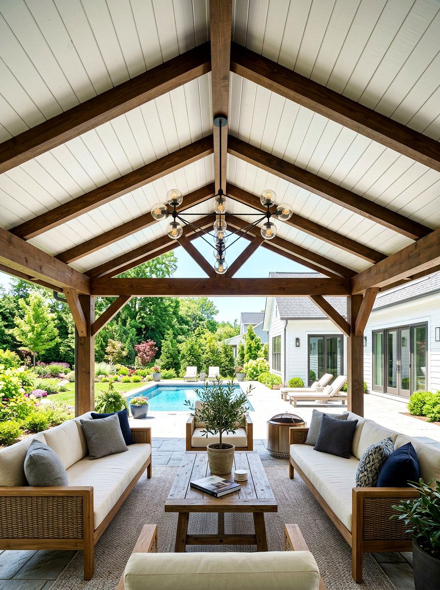 Shiplap Ceiling Pavilion - 30 porch pavilion ideas