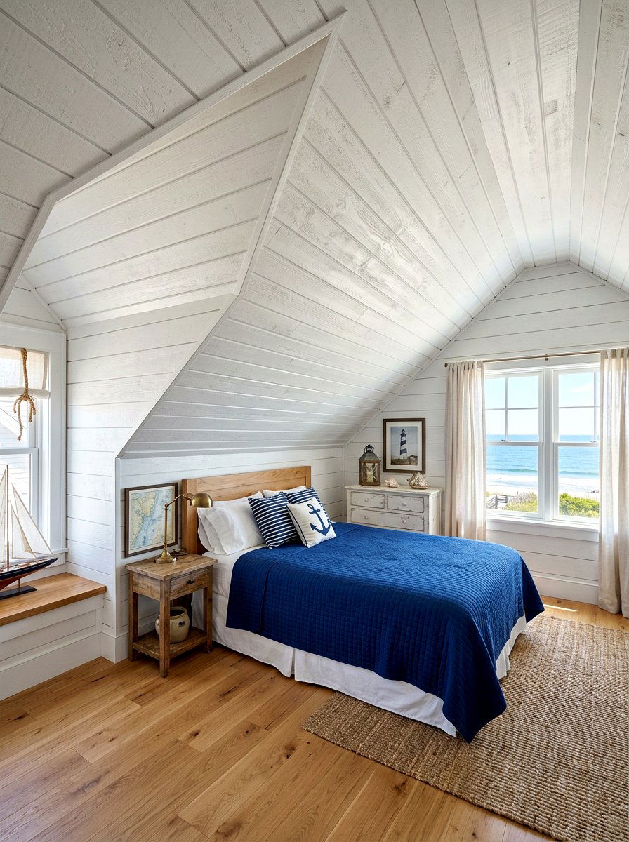 Shiplap Ceiling Texture - 30 sloped ceiling bedroom ideas
