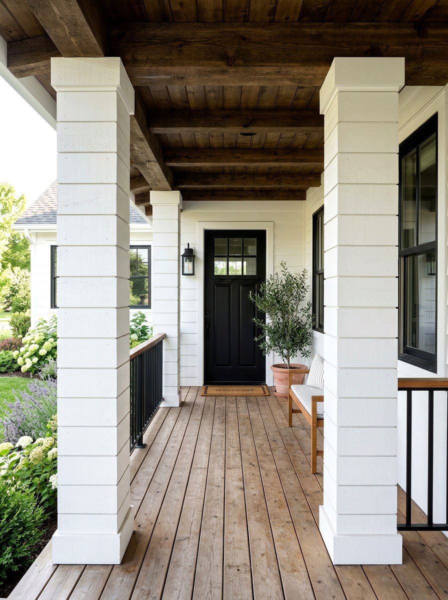 Shiplap Column Wrap - 30 porch columns decor ideas