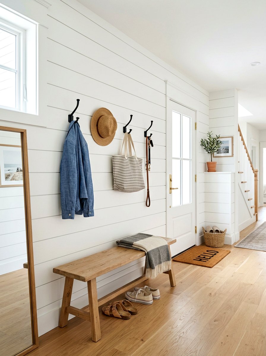 Shiplap Drop Zone Wall - 30 drop zone cabinet ideas