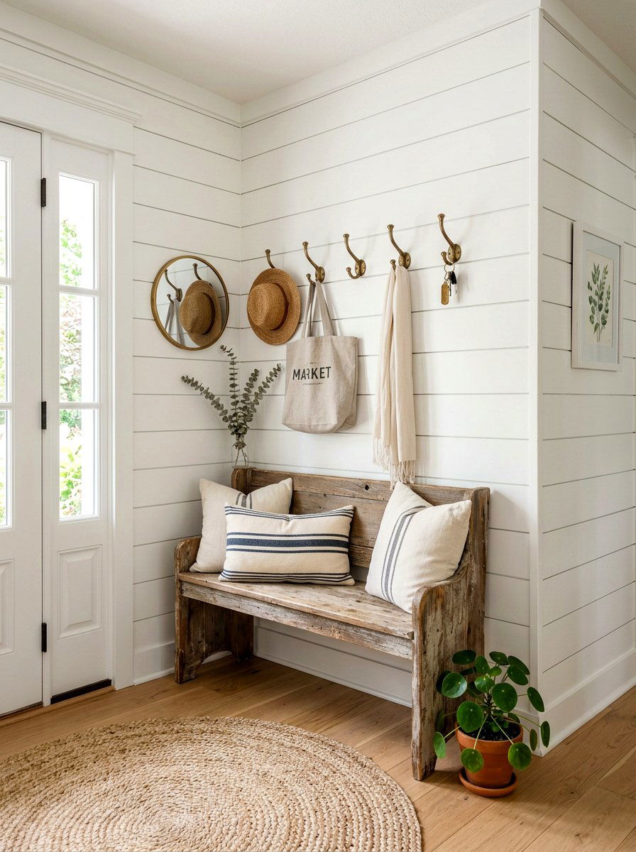 Shiplap Entryway Accent Nook - 30 entry alcove ideas