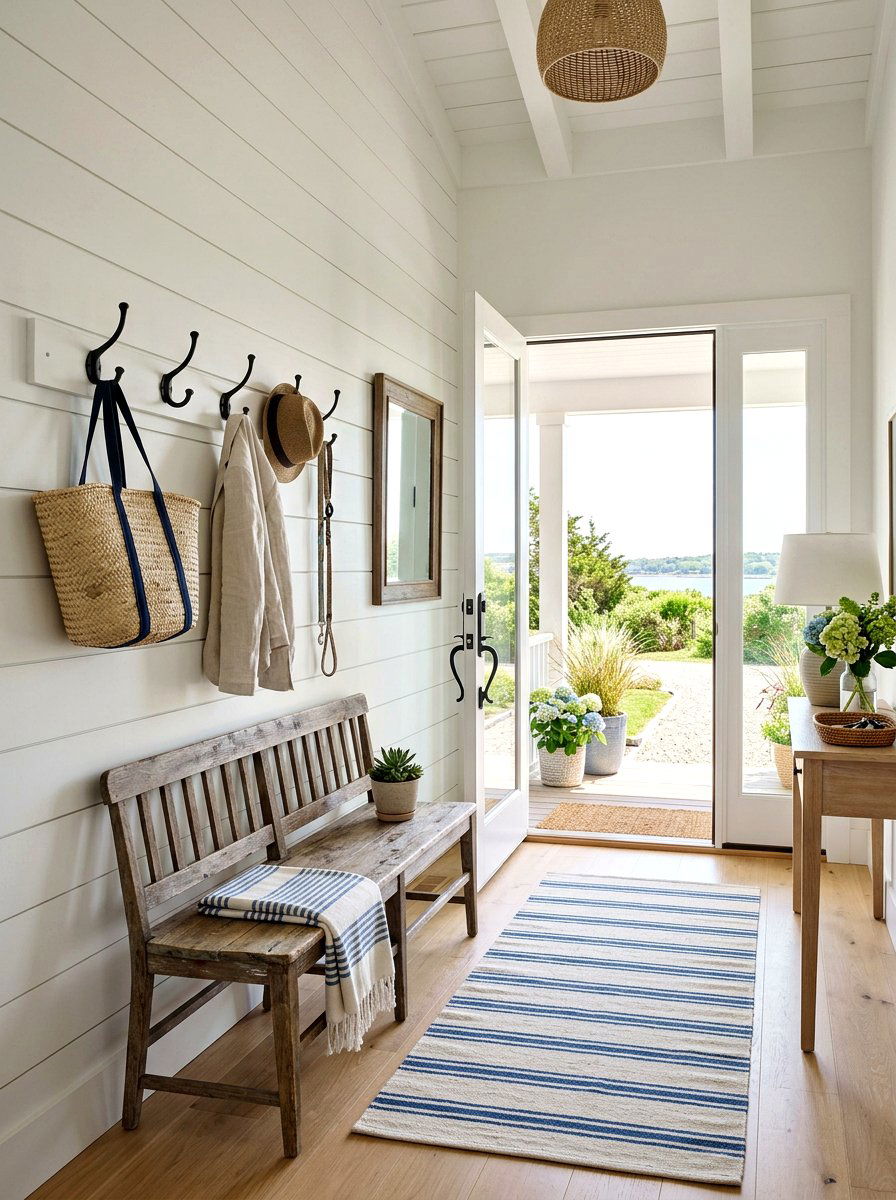 Shiplap Entryway Wall - 30 Hamptons entryway ideas