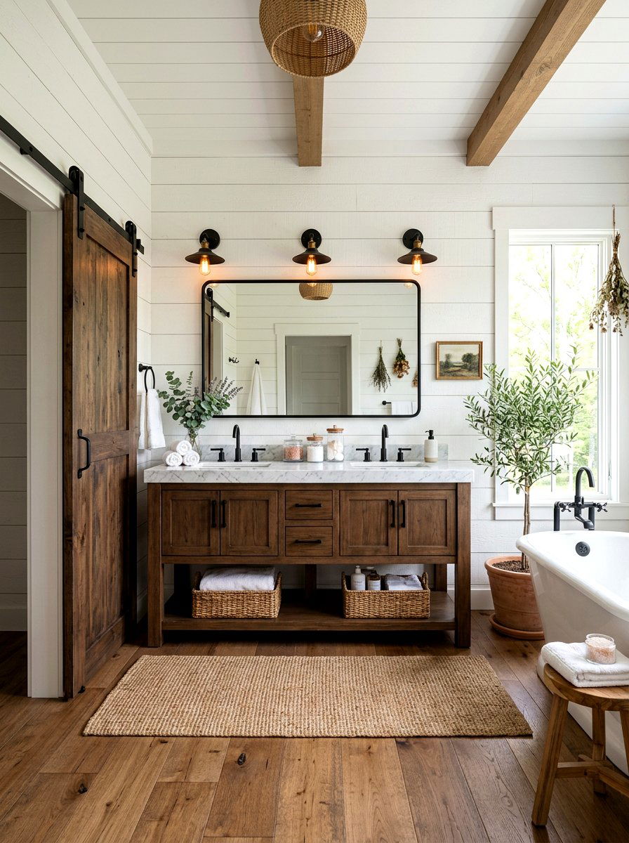 Shiplap Farmhouse Spa Room - 30 spa corner ideas