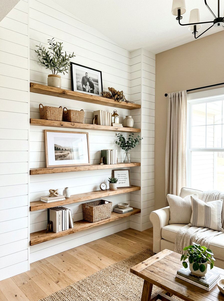 Shiplap Feature Wall - 30 built in wall unit ideas