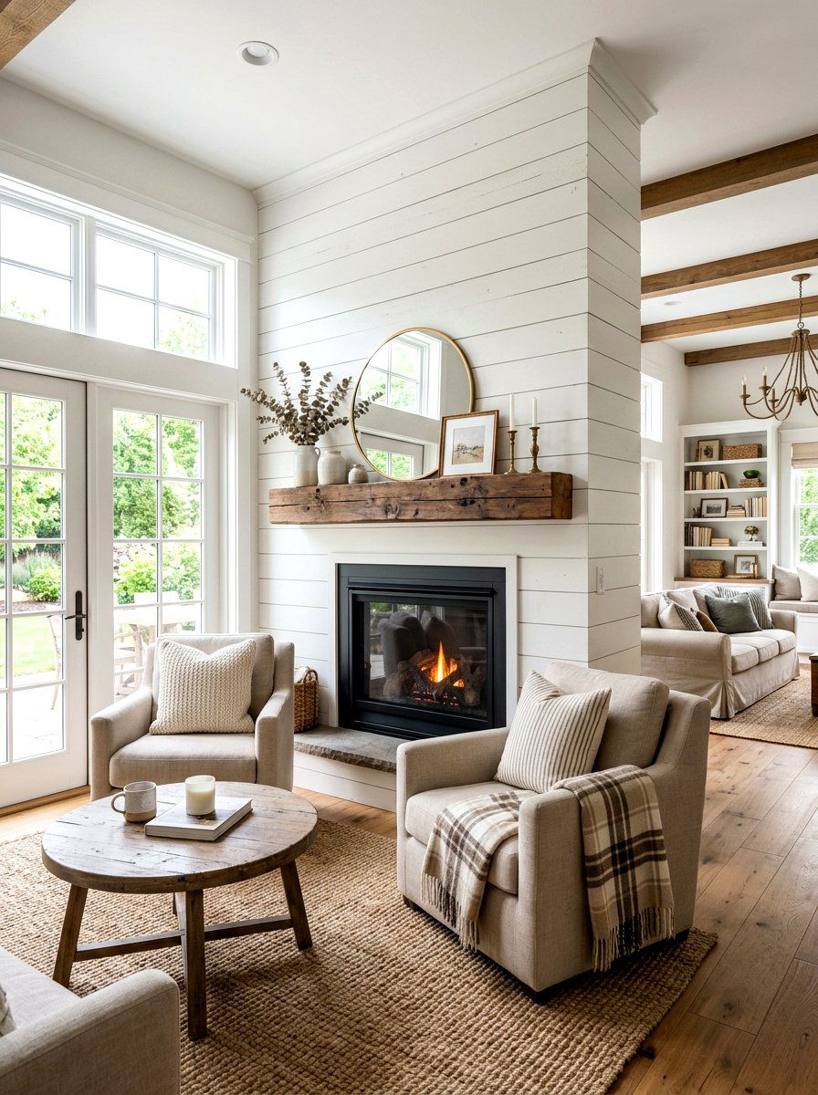 Shiplap Fireplace Wall - 30 family room fireplace ideas