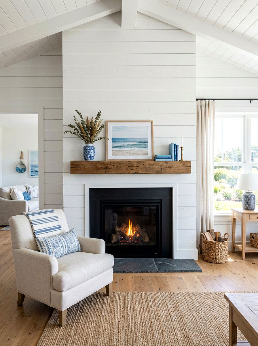 Shiplap Fireplace Wall - 30 fireplace wall living room ideas