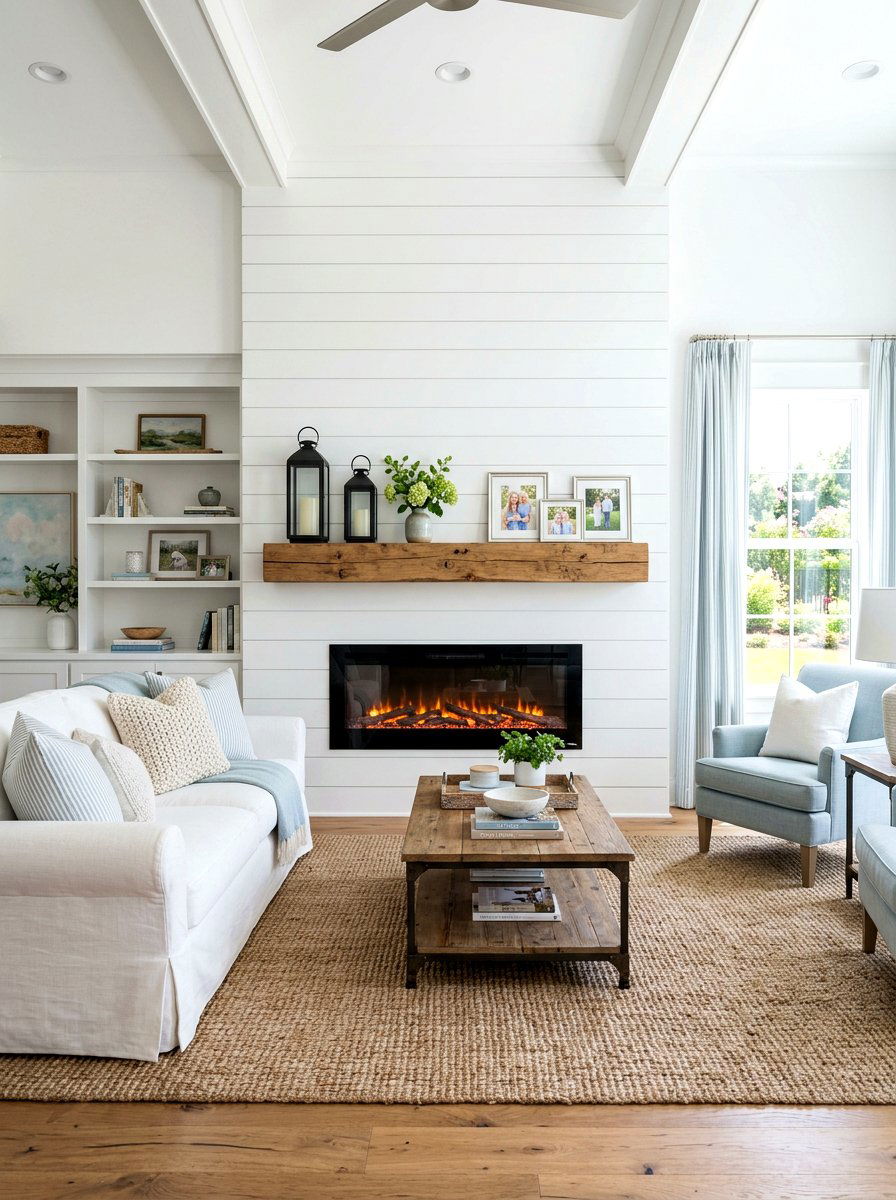 Shiplap Fireplace Wall - 30 electric fireplace wall ideas