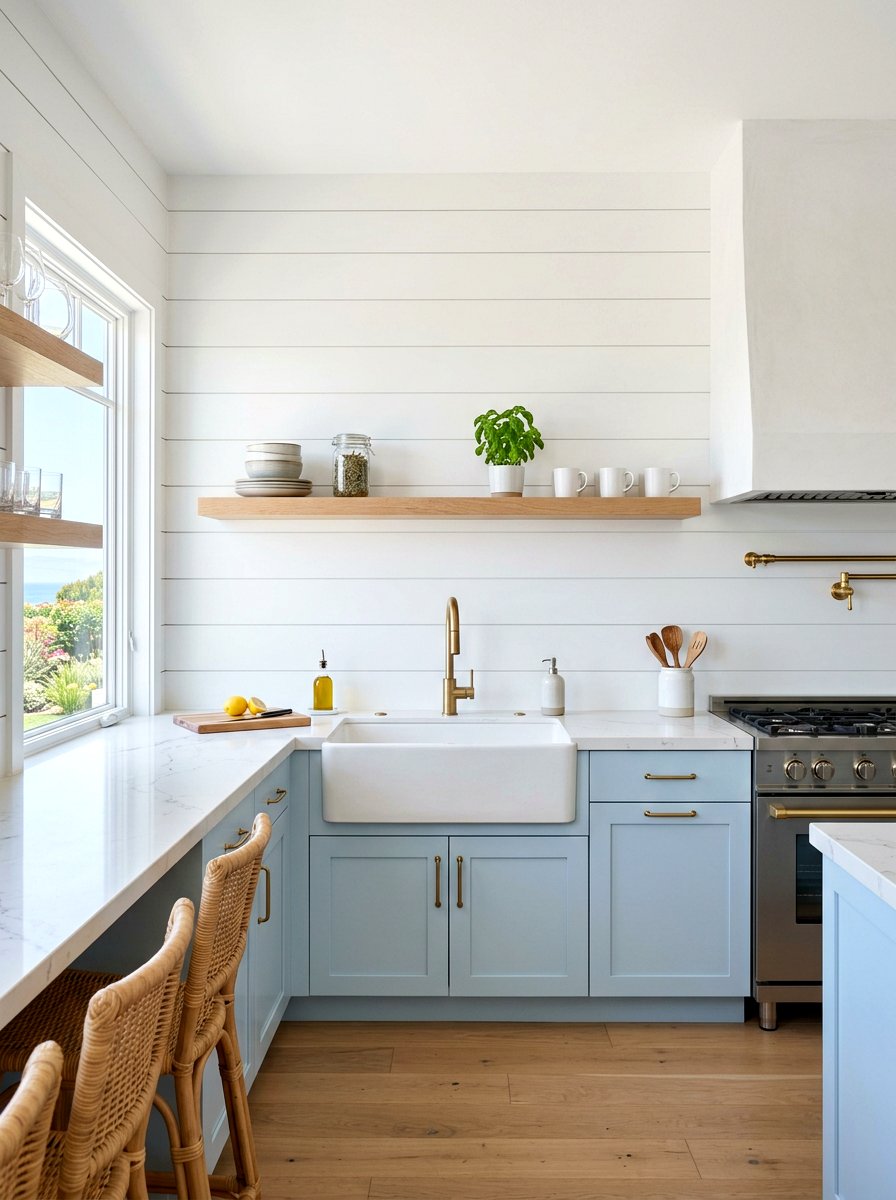 Shiplap Kitchen Walls - 30 no upper cabinet kitchen ideas