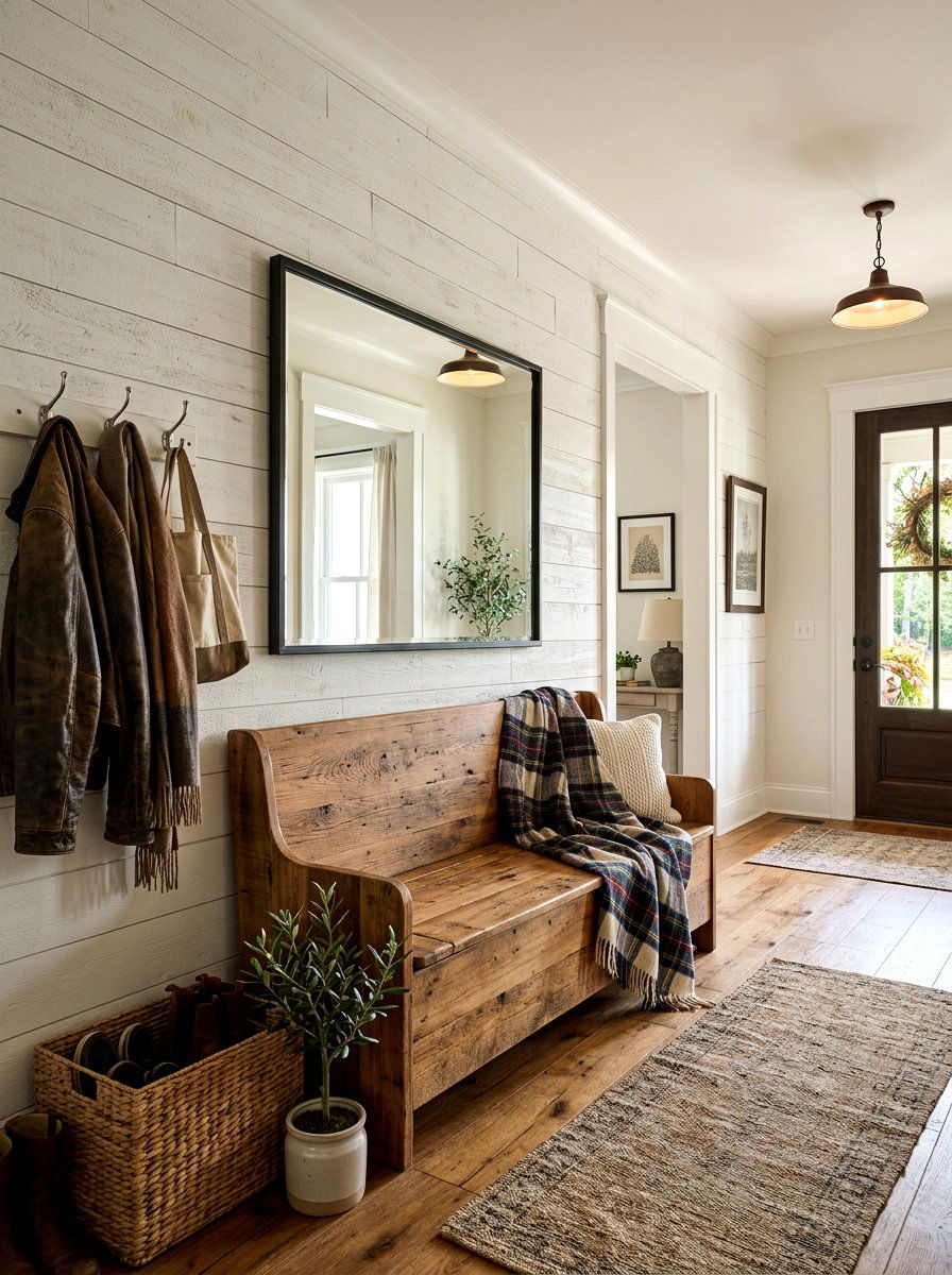Shiplap Mirror Wall - 30 foyer mirror wall ideas