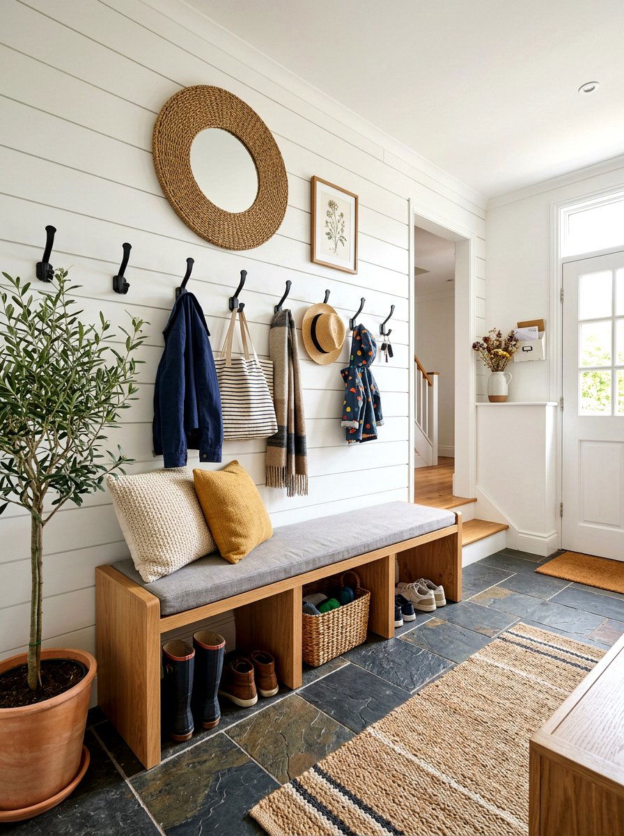 Shiplap Mudroom Accent - 30 mudroom aesthetic ideas