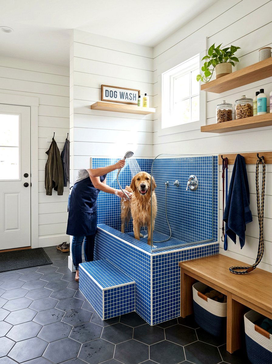 Shiplap Mudroom Dog Wash - 30 mudroom pet station ideas aesthetic