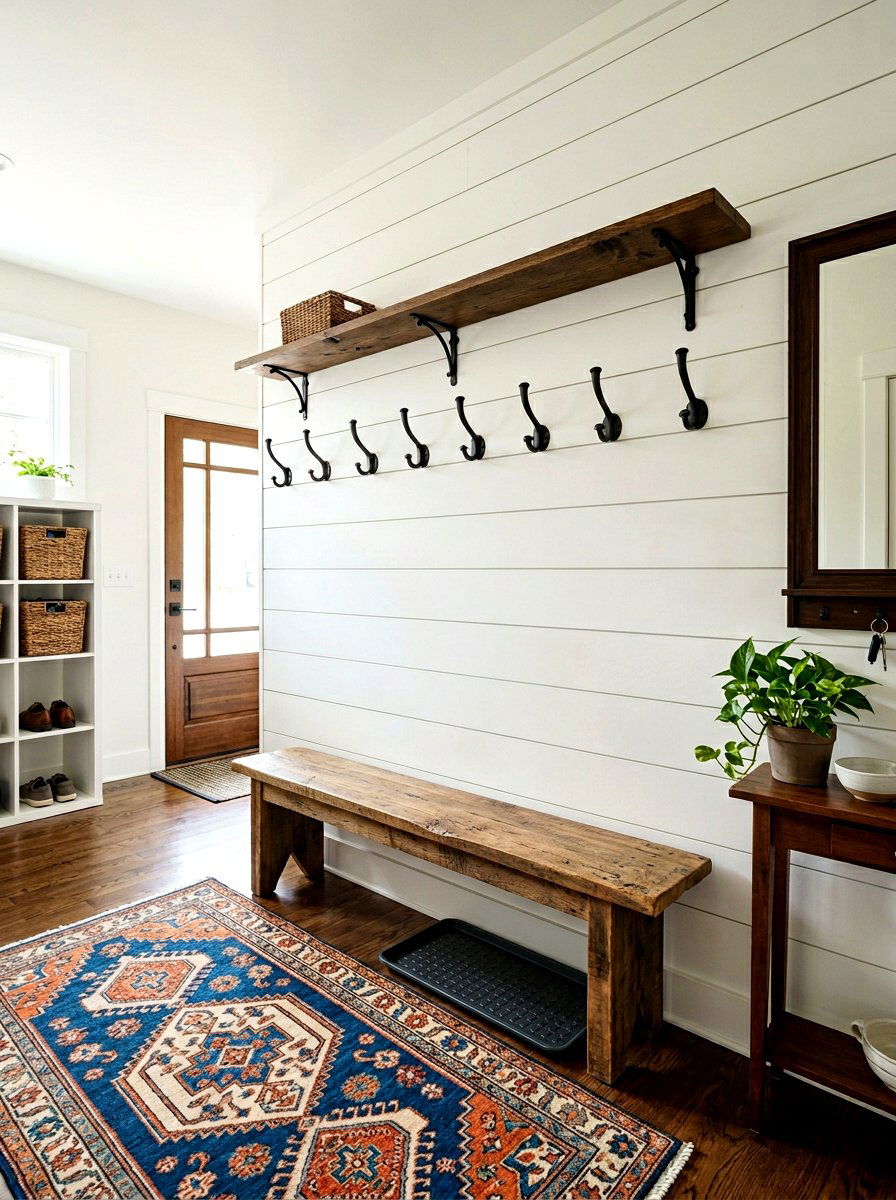 Shiplap Mudroom Wall - 30 mudroom storage ideas