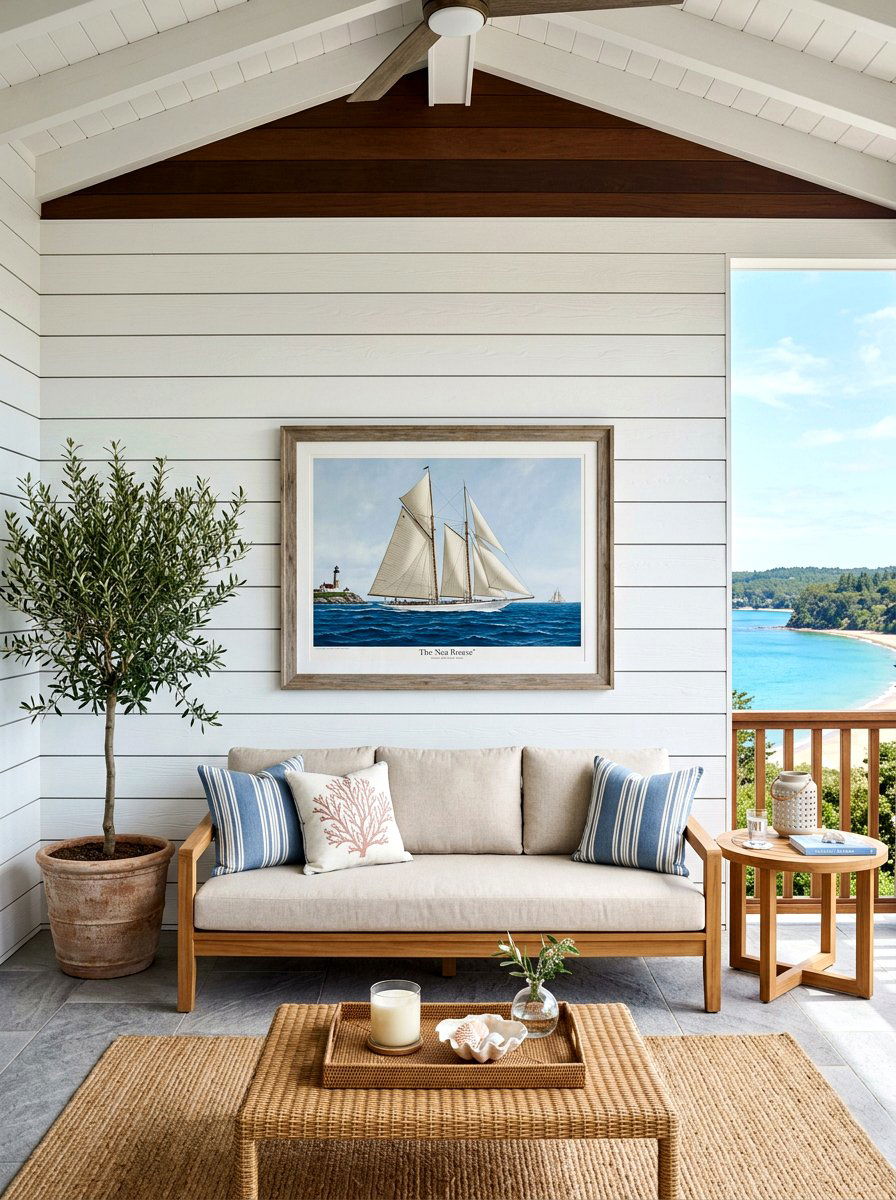 Shiplap Outdoor Wall Accent - 30 breezy coastal patio ideas