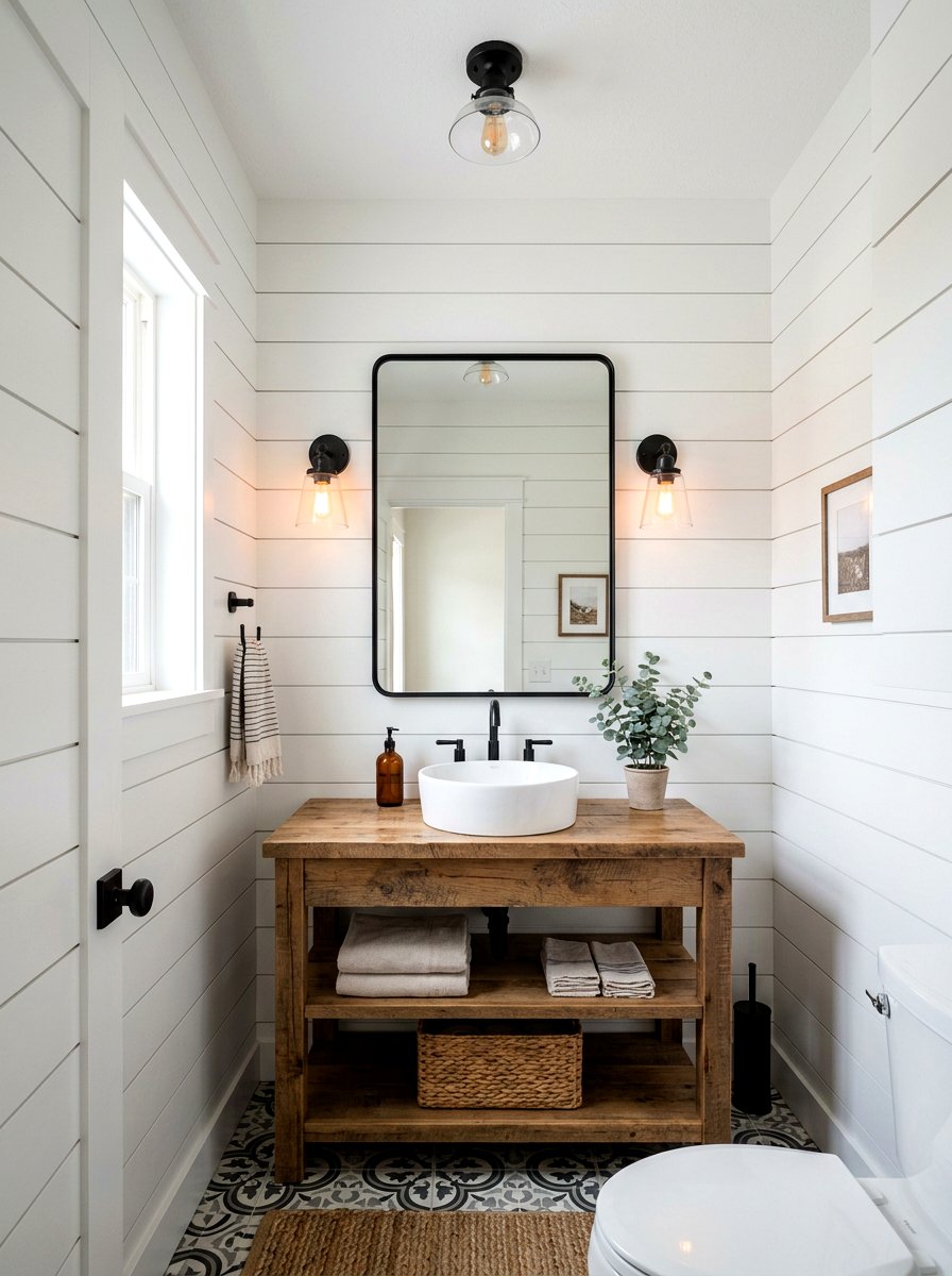 Shiplap Powder Room Walls - 30 guest powder room decor ideas