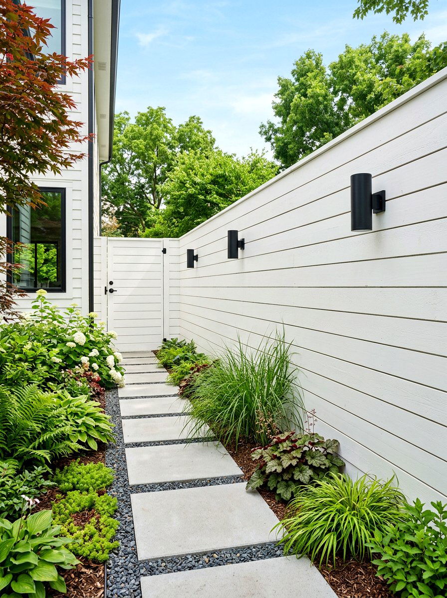 Shiplap Privacy Wall - 30 side yard privacy ideas
