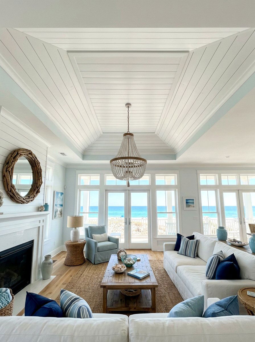 Shiplap Tray Ceiling - 30 tray ceiling ideas
