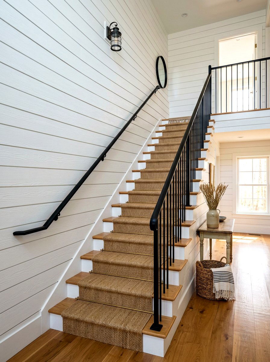 Shiplap Wall - 30 staircase decor ideas