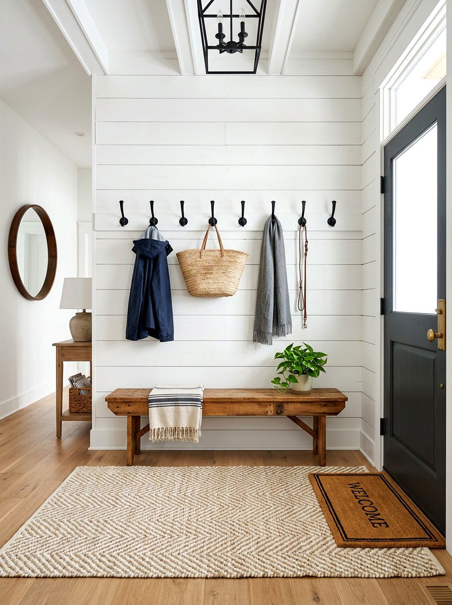 Shiplap Wall Entryway - 30 entryway wall decor ideas