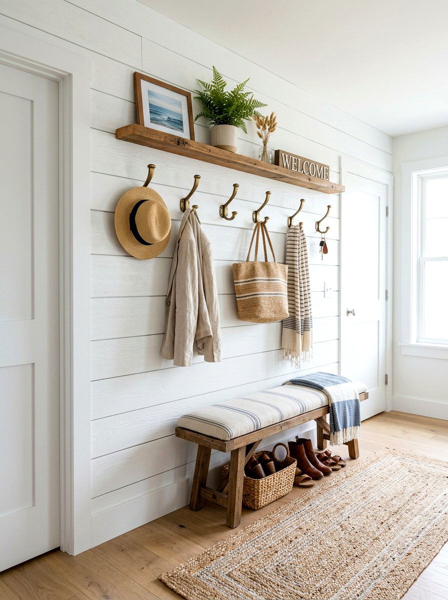 Shiplap Wall Hook - 30 drop zone ideas