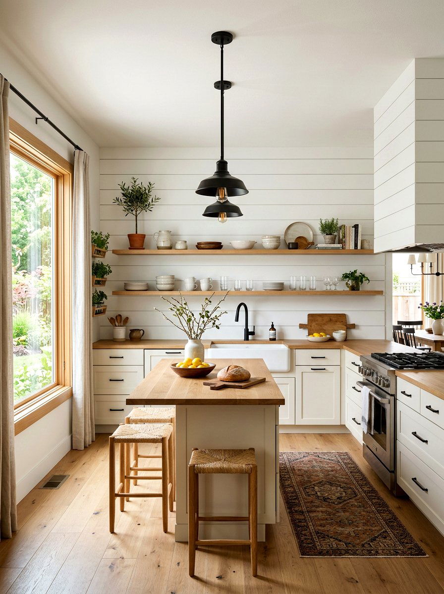 Shiplap Wall Kitchen - 30 lake house kitchen ideas