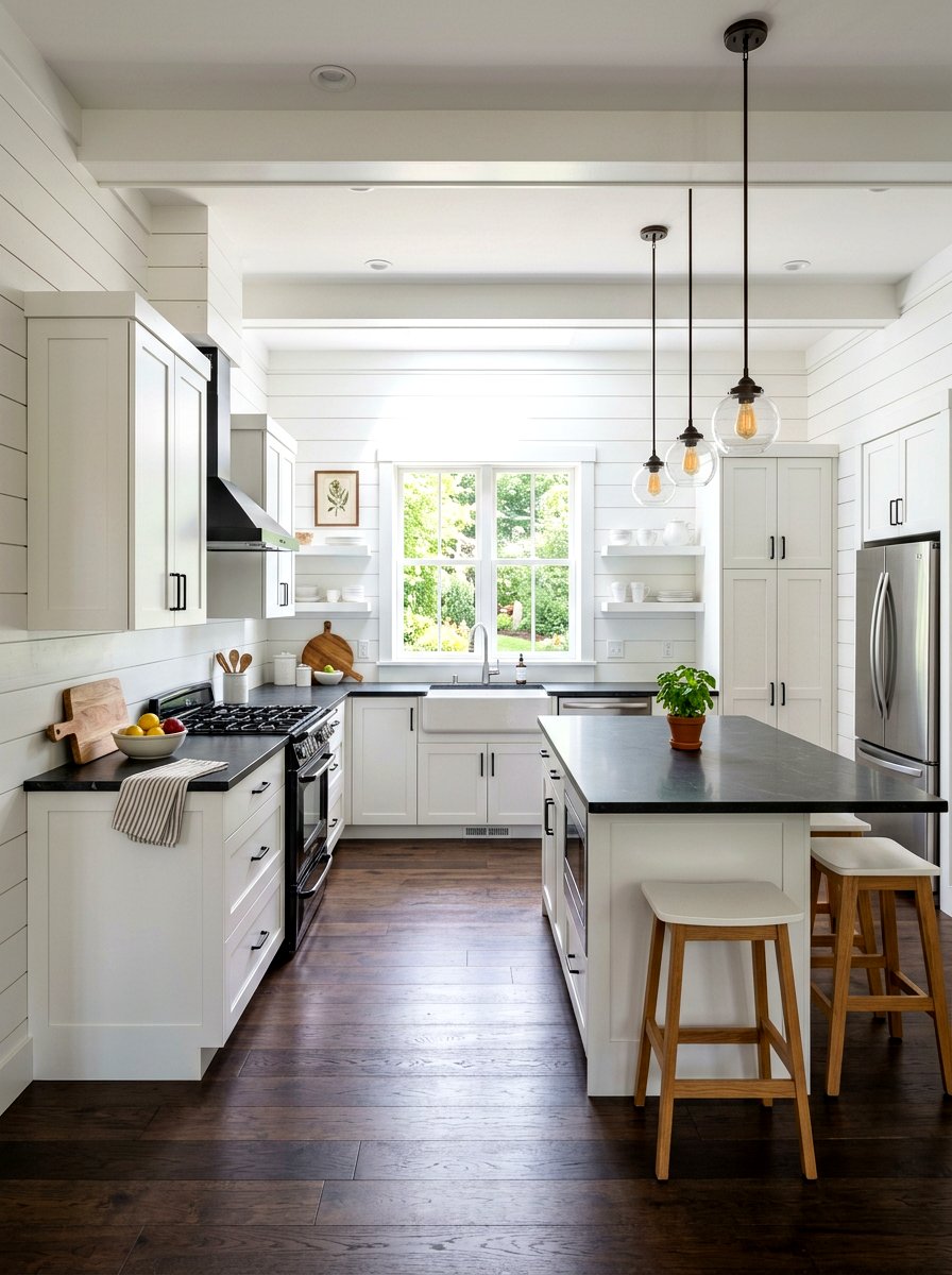 Shiplap Wall Kitchen - 30 rustic kitchen ideas