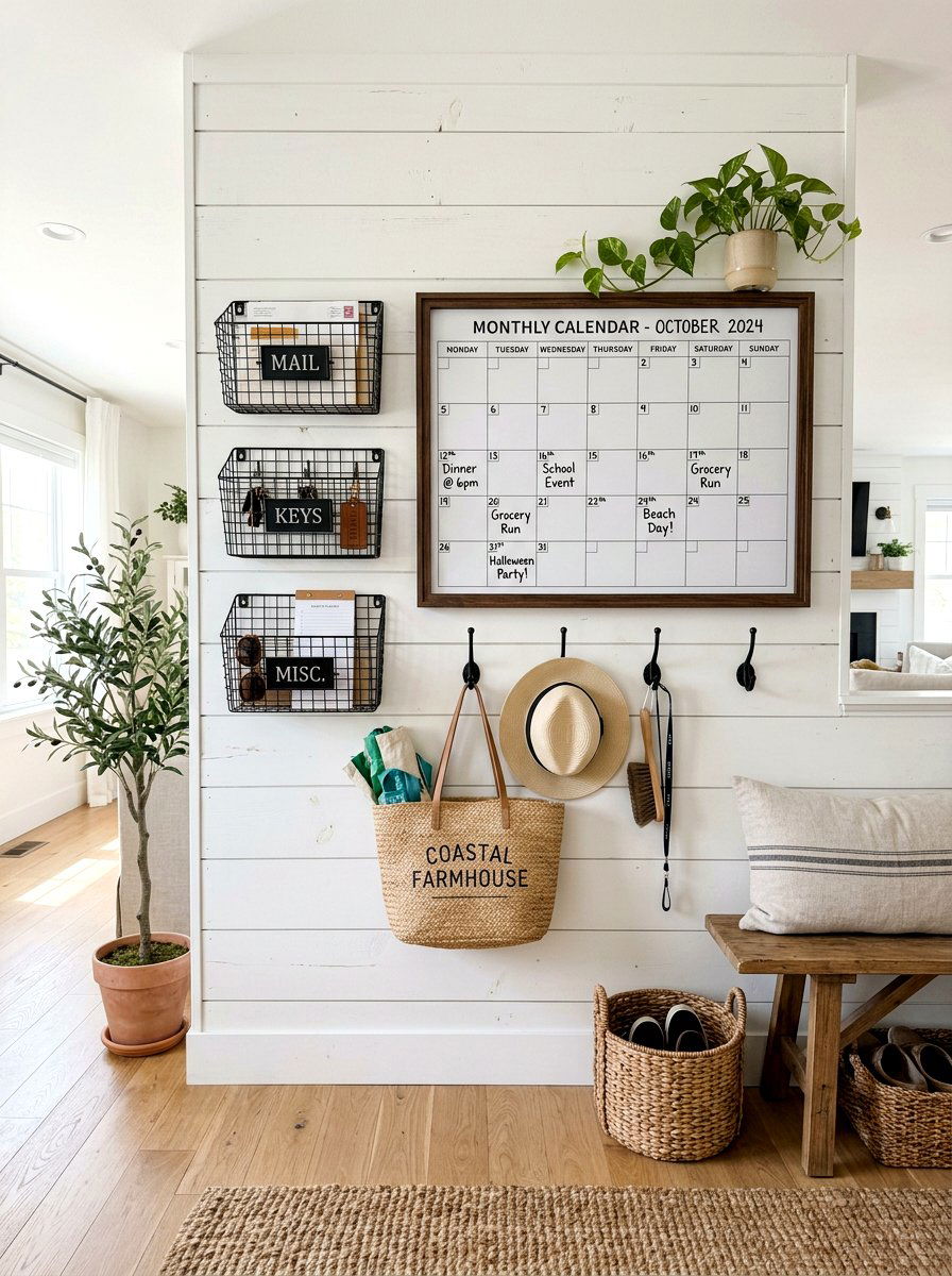 Shiplap Wall Organizer - 30 command center ideas